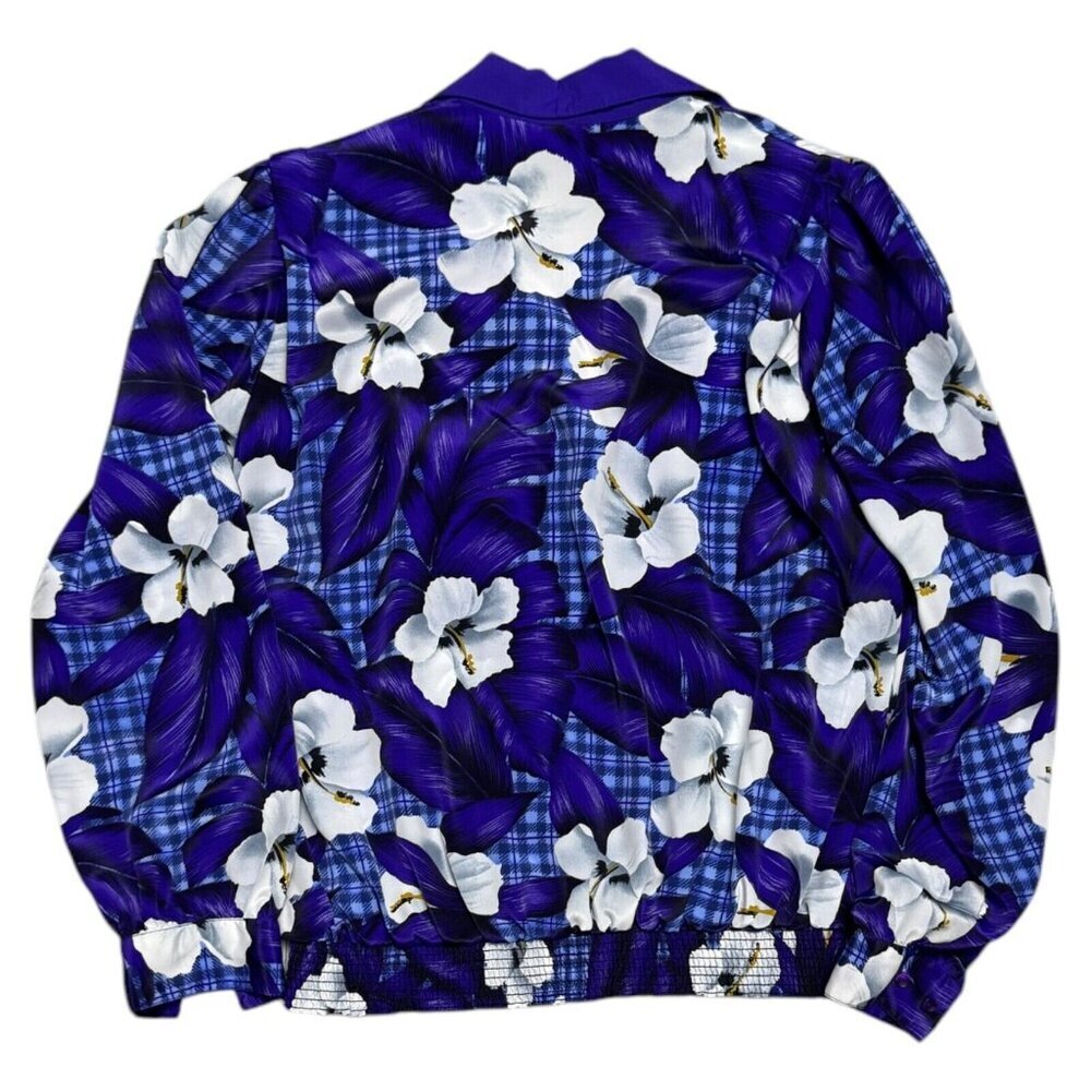 ALIA VINTAGE 90s Floral Purple Lightweight Business Casual Blouse Shirt Medium - Picture 2 of 5